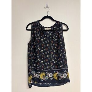 Loft Women's Navy Blue‎ Floral Sleeveless Blouse, Women's Size Small